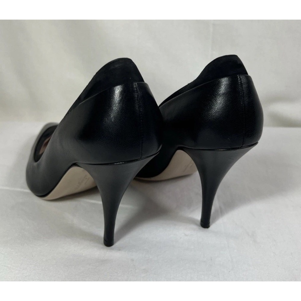Salvatore Ferragamo Pumps Black Suede-Trimmed Leather Pointed Toe Heels- US 9.5 - Picture 3 of 9